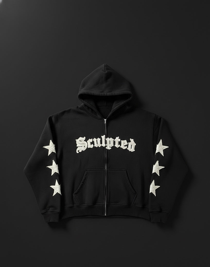 Star sculpted zipup hoodie